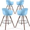 Sgabelli da Bar - Design Scandinavo - Gambe in Legno Scuro - Set di 4 - Nordika image 9