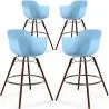 Sgabelli da Bar - Design Scandinavo - Gambe in Legno Scuro - Set di 4 - Nordika image 9