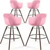 Sgabelli da Bar - Design Scandinavo - Gambe in Legno Scuro - Set di 4 - Nordika image 9