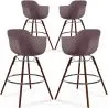 Sgabelli da Bar - Design Scandinavo - Gambe in Legno Scuro - Set di 4 - Nordika image 9