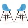 Sgabelli da Bar - Design Scandinavo - Gambe in Legno Scuro - Set di 2 - Skögur image 9