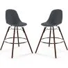 Sgabelli da Bar - Design Scandinavo - Gambe in Legno Scuro - Set di 2 - Skögur image 9