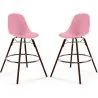 Sgabelli da Bar - Design Scandinavo - Gambe in Legno Scuro - Set di 2 - Skögur image 9