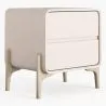 Comodino scandi moderno rivestito in ecopelle con 2 cassetti e gambe in legno naturale - Bennis image 9