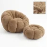Poltrona con Pouf Rivestita – Tessuto Morbido – Rubi image 9