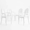 Confezione da 4 sedie da pranzo - Trasparente - Design con braccioli - Louis XIV image 9