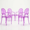 Confezione da 4 sedie da pranzo - Trasparente - Design con braccioli - Louis XIV image 9
