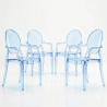 Confezione da 4 sedie da pranzo - Trasparente - Design con braccioli - Louis XIV image 9