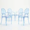 Set di 4 Sedie da Pranzo - Trasparente - Design con Braccioli - Arthur image 9
