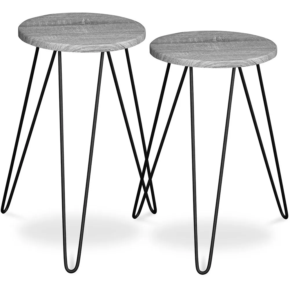 Set di 2 tavolini da caffè - Stile Industriale - Legno e metallo - Hairpin image 8
