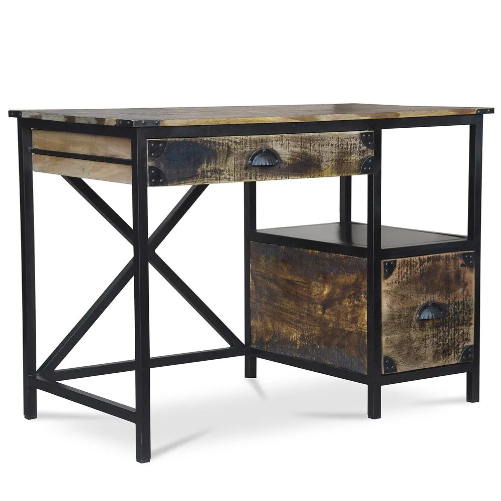 Scrivania in Legno con Cassetti - Stile Industriale - Nashville image 8