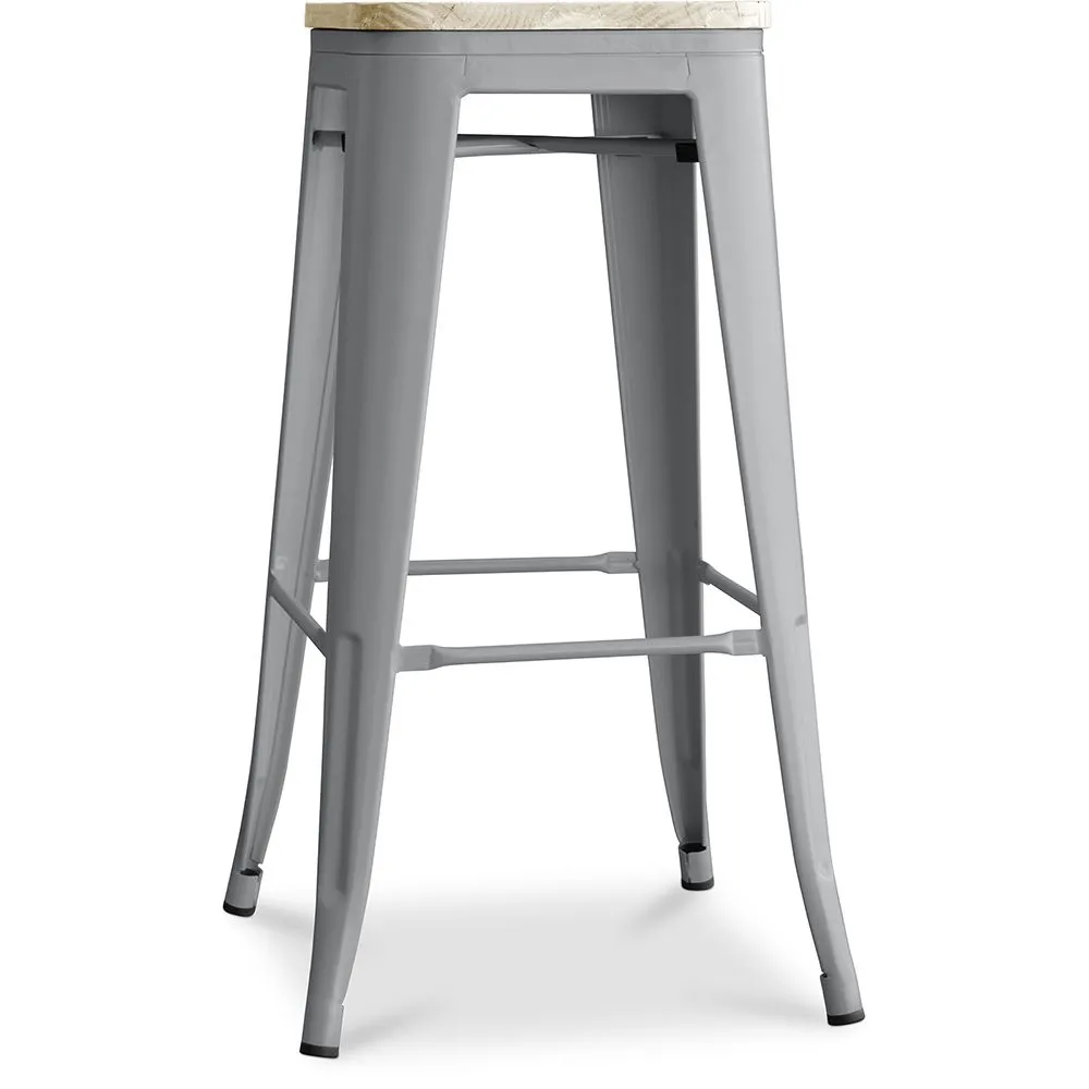 Sgabello da bar - Design industriale - Acciaio e legno - 76cm - Stylix image 8