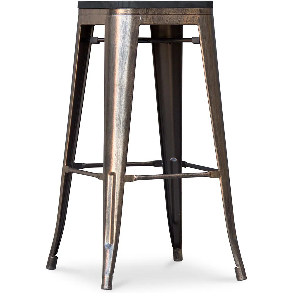 Sgabello da bar - Design industriale - Legno e metallo - 76cm - Stylix image 8