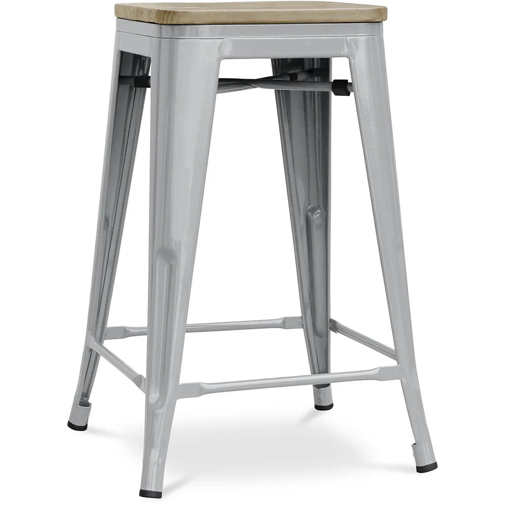 Sgabello da bar di design industriale - Legno e acciaio - 61 cm - Stylix image 8