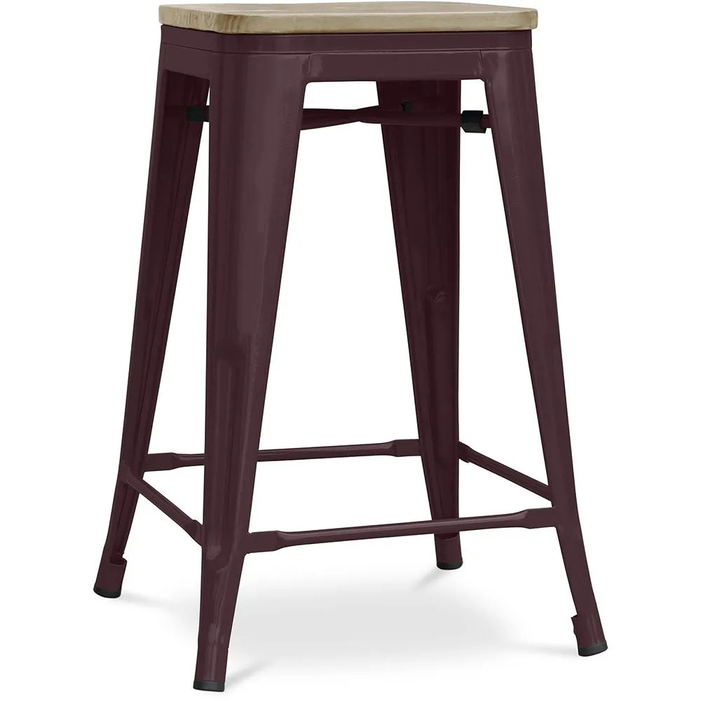 Sgabello da bar di design industriale - Legno e acciaio - 61 cm - Stylix image 8