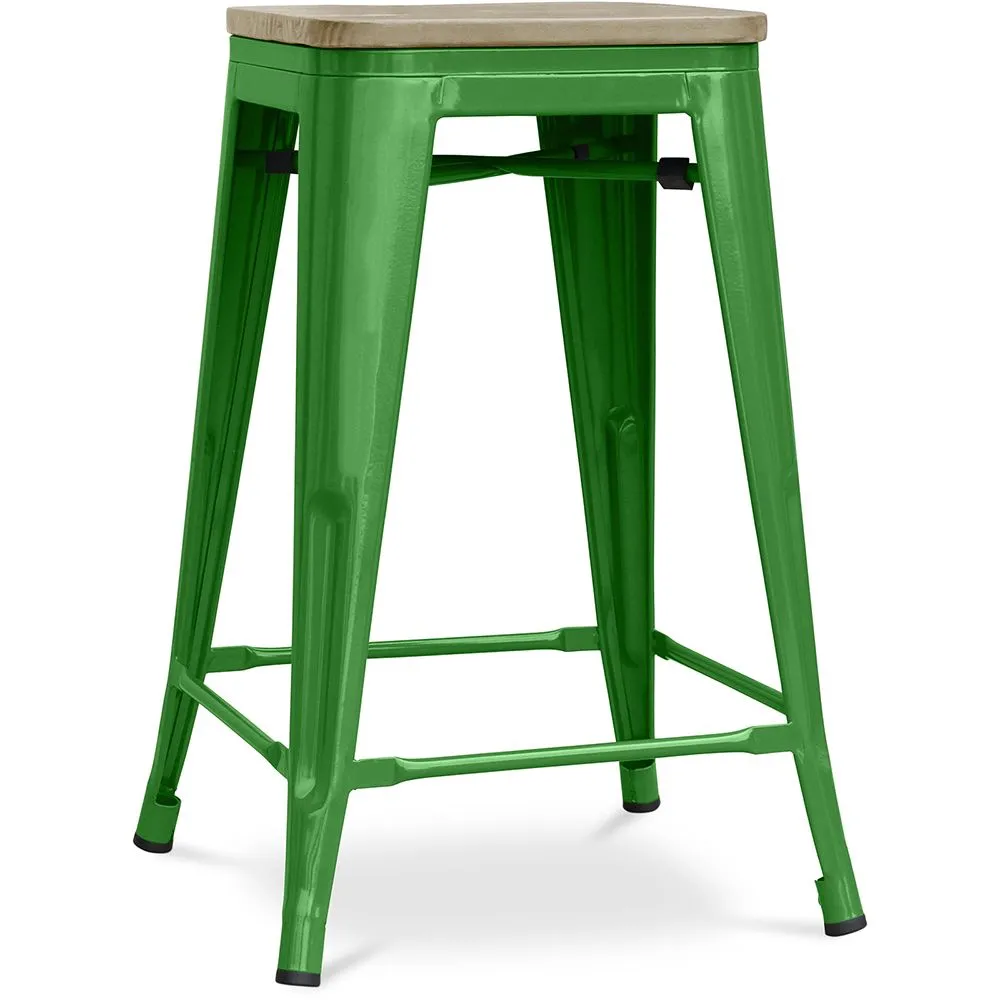 Sgabello da bar di design industriale - Legno e acciaio - 61 cm - Stylix image 8