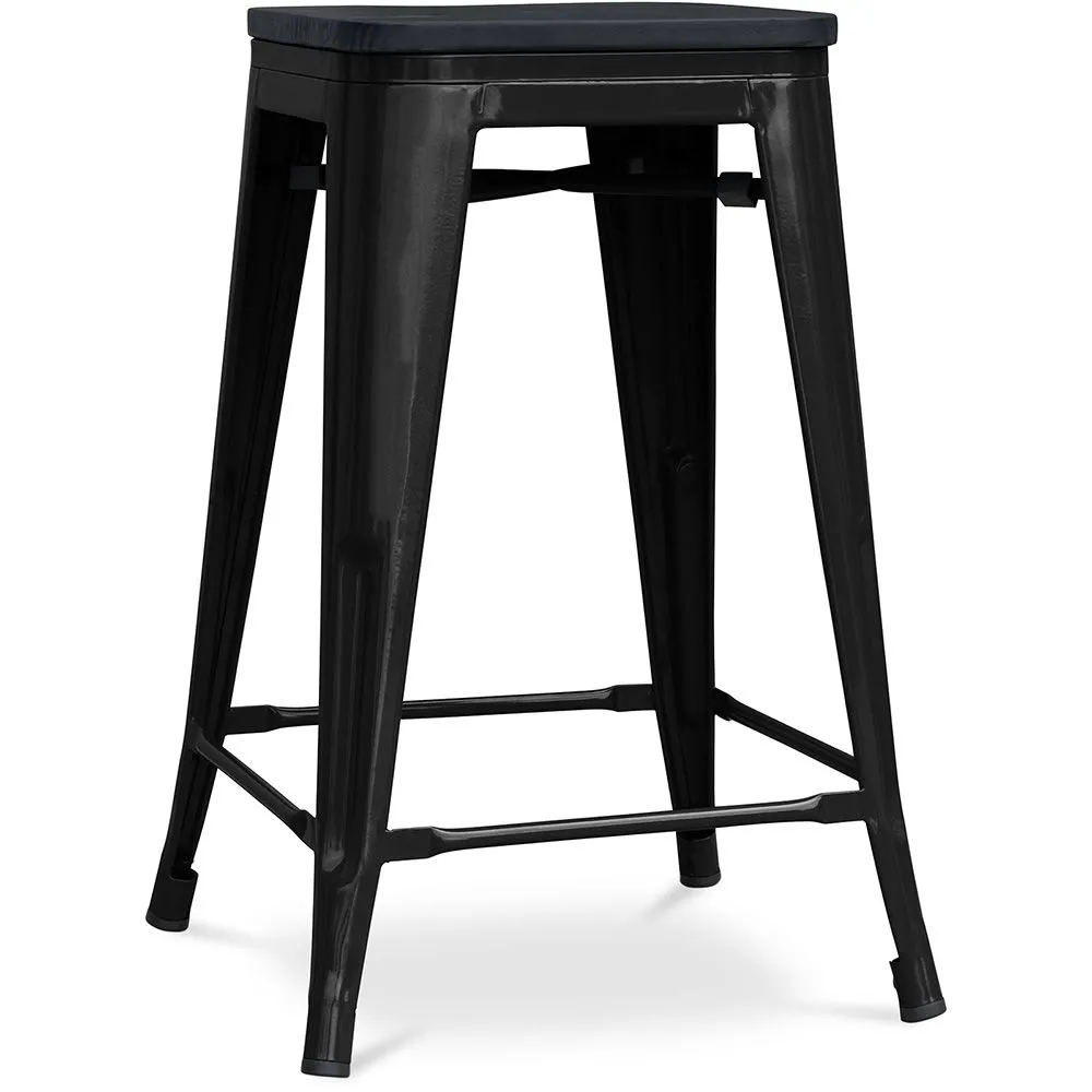 Sgabello da bar - Design industriale - Legno e acciaio - 61 cm - Stylix image 8
