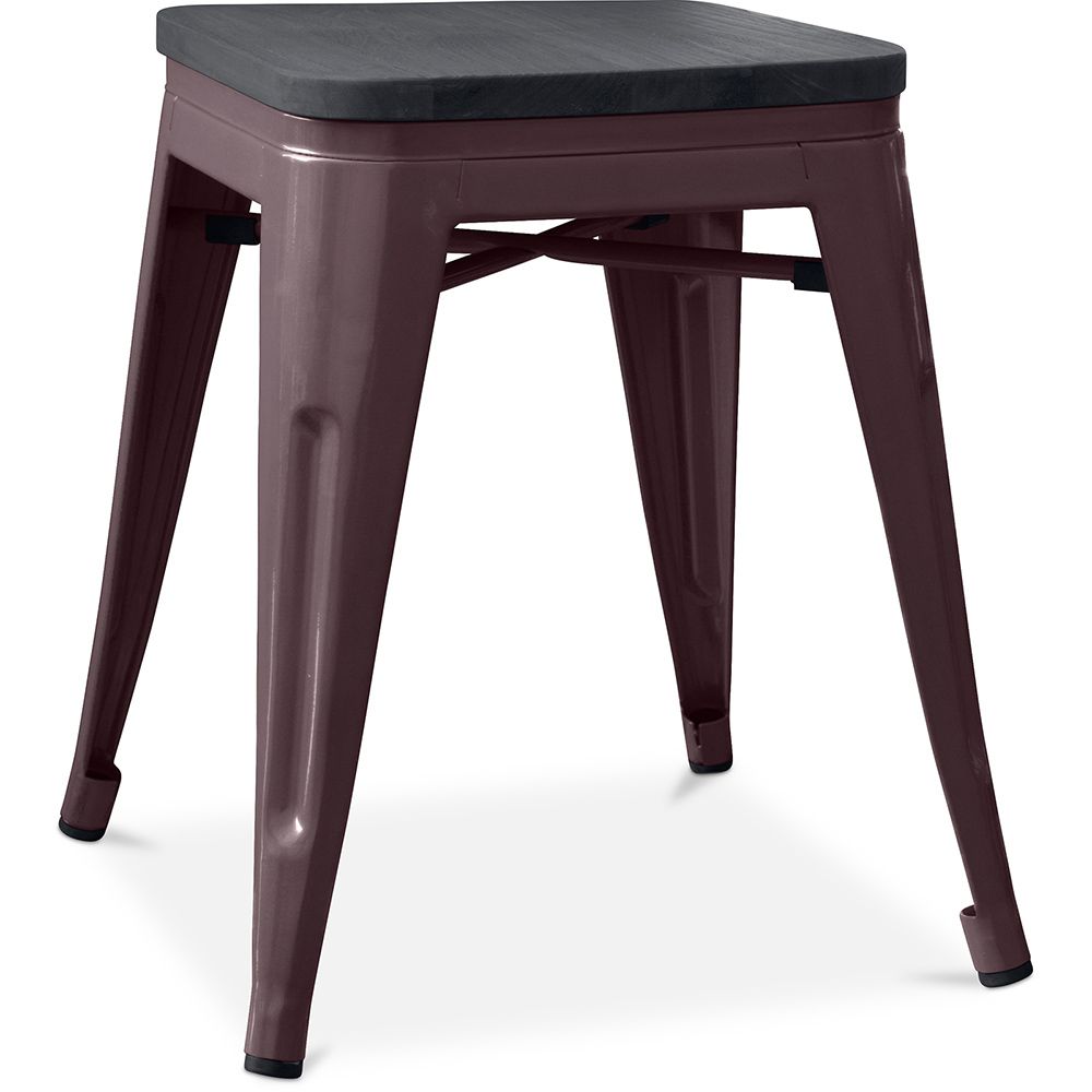 Sgabello di design industriale - Legno e acciaio - 46cm - Stylix image 8
