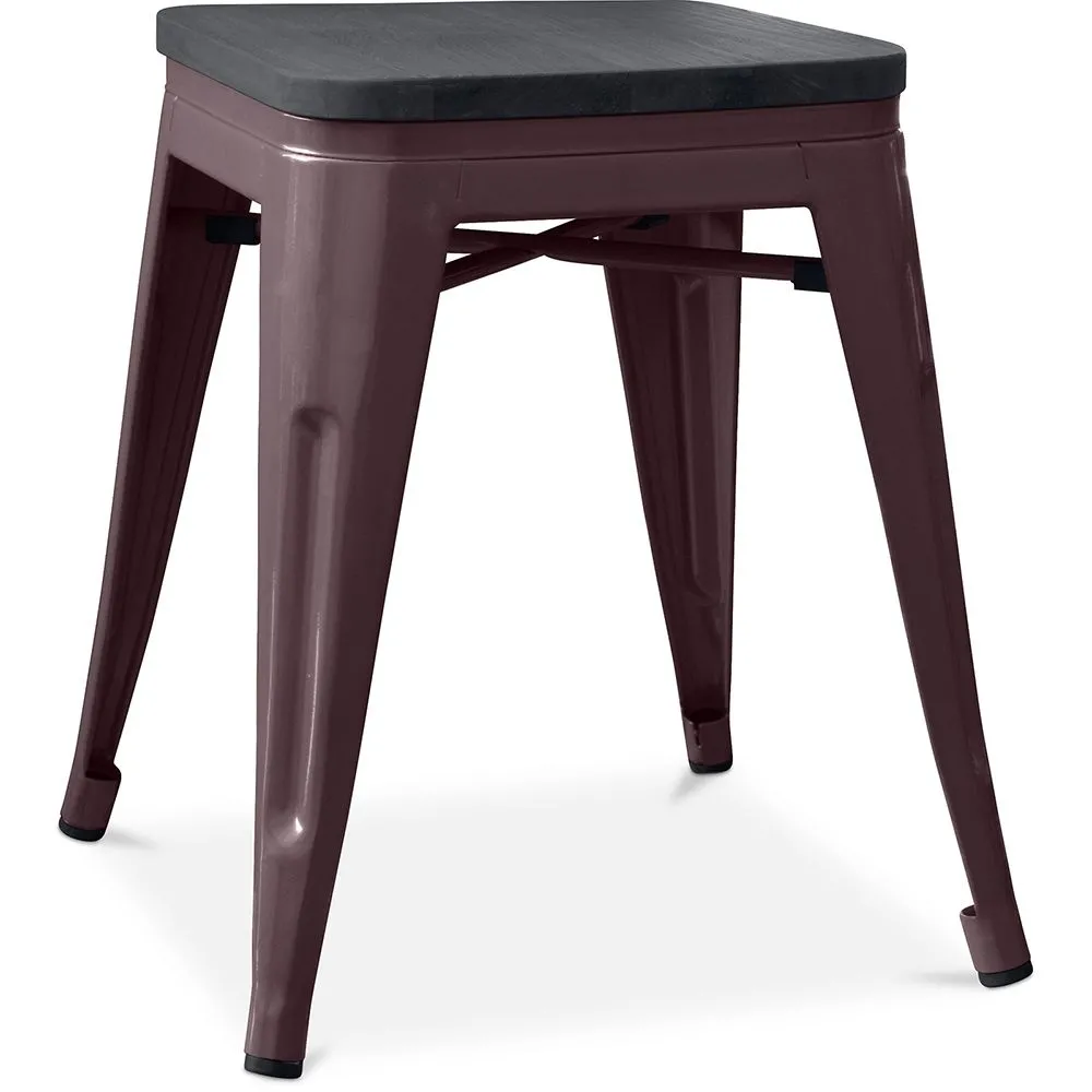Sgabello di design industriale - Legno e acciaio - 46cm - Stylix image 8