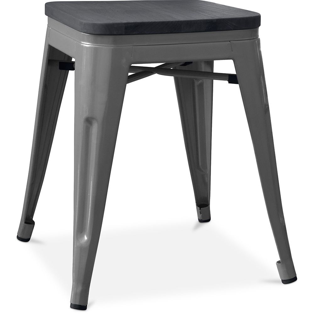Sgabello di design industriale - Legno e acciaio - 46cm - Stylix image 8