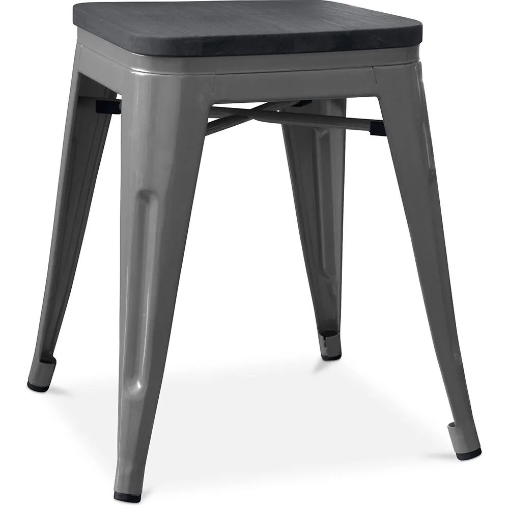 Sgabello di design industriale - Legno e acciaio - 46cm - Stylix image 8
