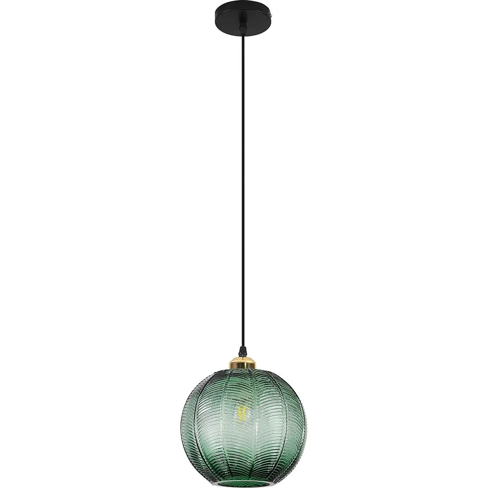 Lampada da soffitto dal design vintage - Lampada a sospensione a sfera verde - Viola image 8
