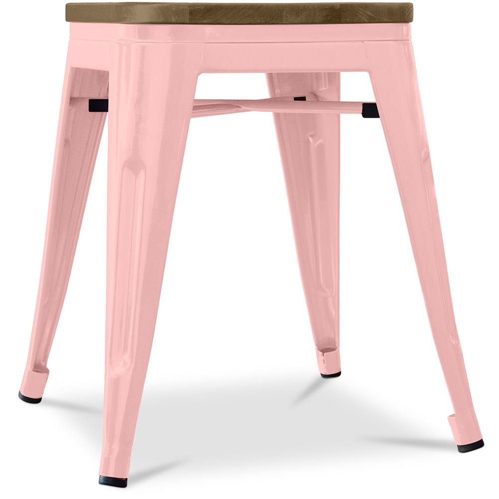 Sgabello di design industriale - Legno e acciaio - 45cm - Stylix image 8