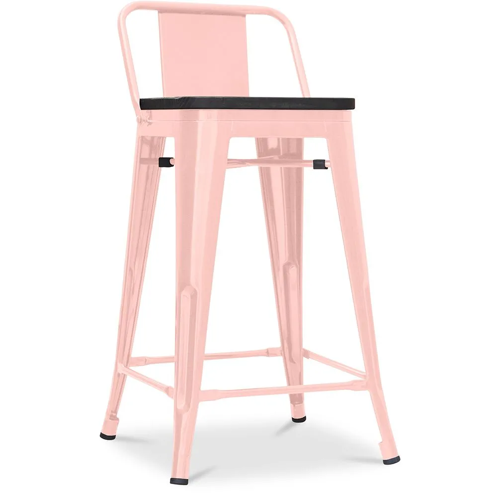 Sgabello da bar di design industriale con schienale - Legno e acciaio - 60 cm - Stylix image 8