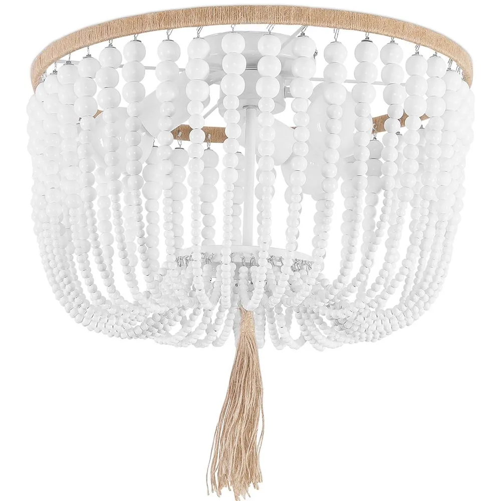 Lampada a soffitto con palle di legno - Plafoniera in stile Boho Bali - Kanda image 8