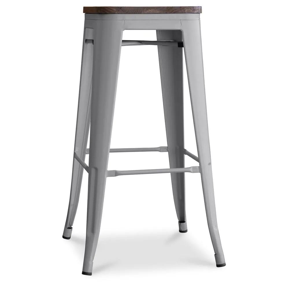 Sgabello da bar Design Industriale - Legno & Acciaio - 76cm - Stylix image 8