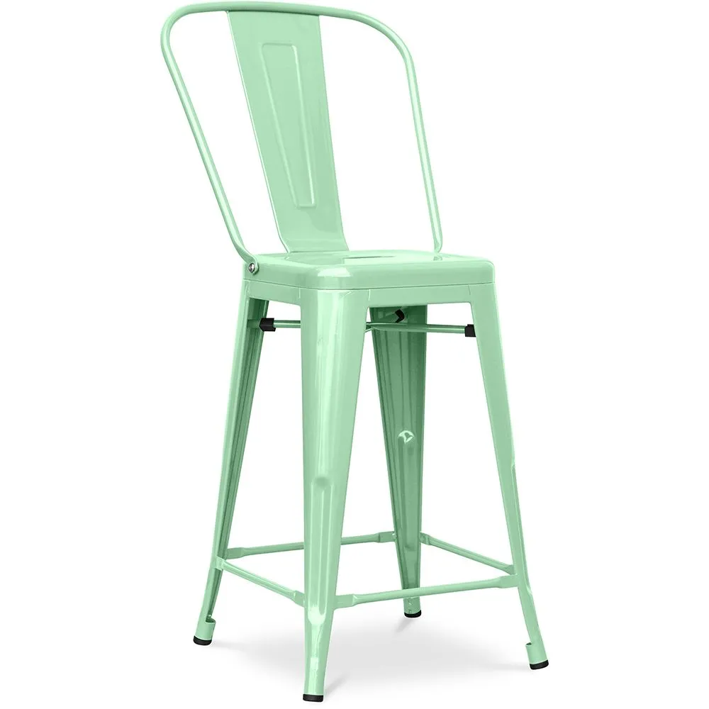 Sgabello da bar con schienale - Design industriale - 60cm - Stylix image 8