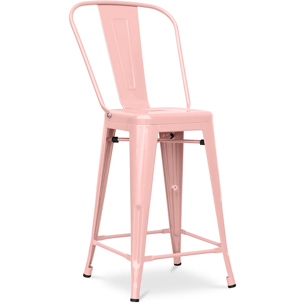 Sgabello da bar con schienale - Design industriale - 60cm - Stylix image 8