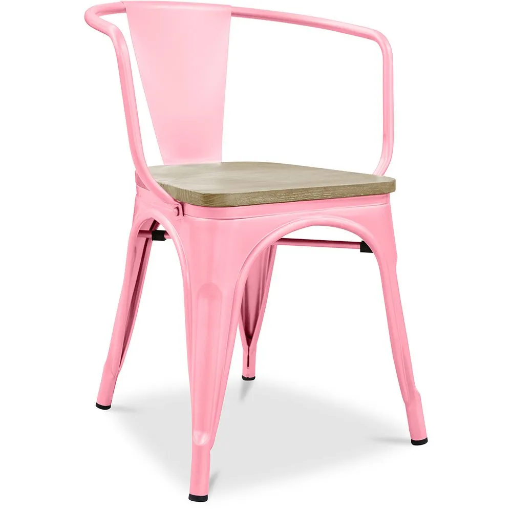 Sedia da pranzo con braccioli - Legno e acciaio - Stylix image 8