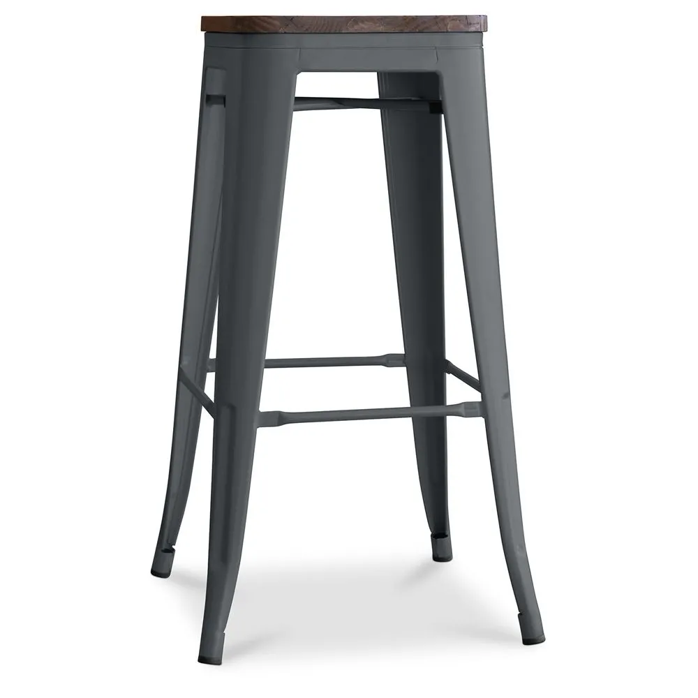 Sgabello da bar Design Industriale - Legno & Acciaio - 76cm - Stylix image 8