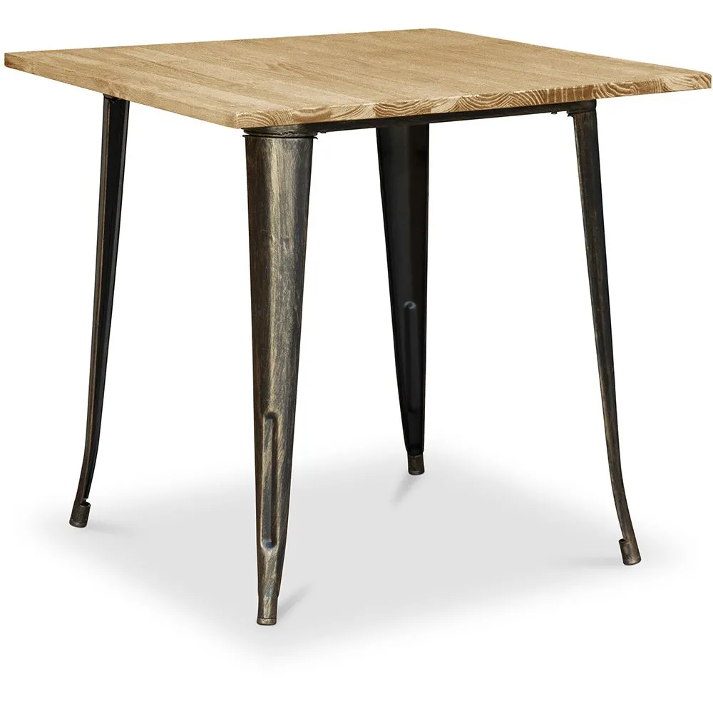 Tavolo da pranzo quadrato industriale - Legno e metallo - Stylix image 8