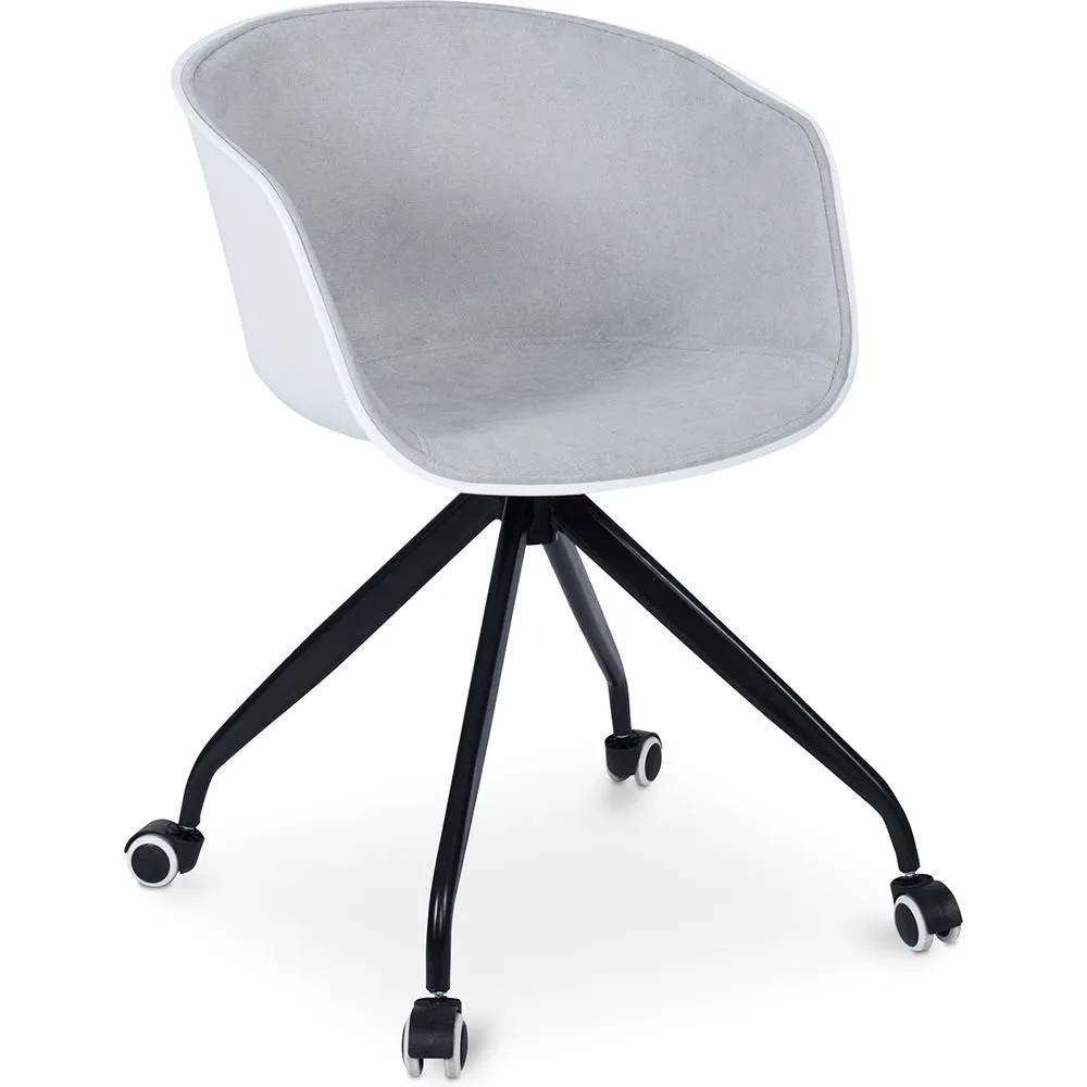 Sedia da ufficio con braccioli - Sedia da scrivania con rotelle - Bianco e nero - Jodie image 8