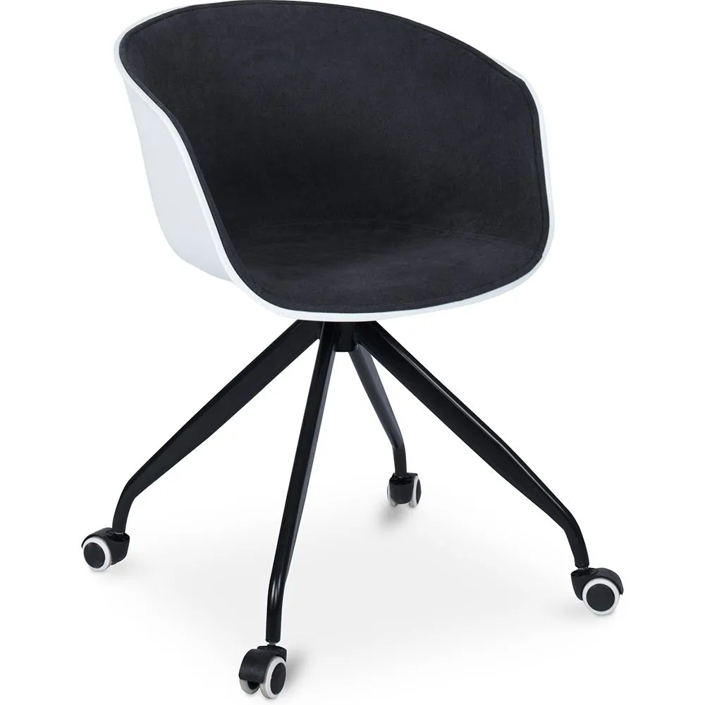 Sedia da ufficio con braccioli - Sedia da scrivania con rotelle - Bianco e nero - Jodie image 8