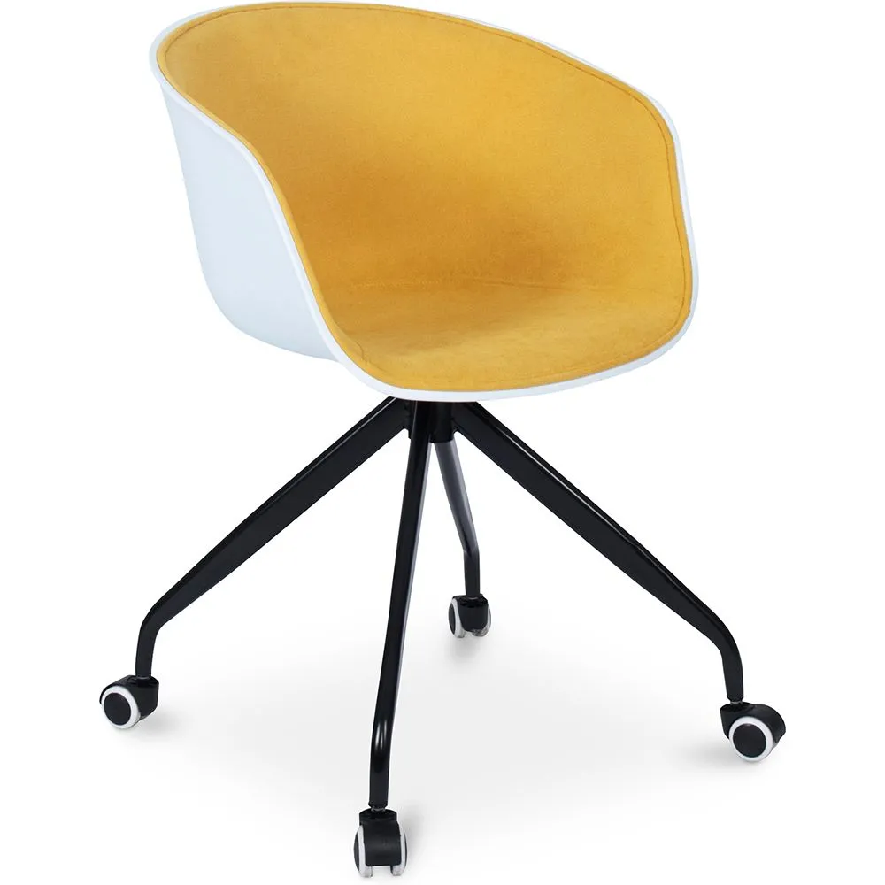Sedia da ufficio con braccioli - Sedia da scrivania con rotelle - Bianco e nero - Jodie image 8