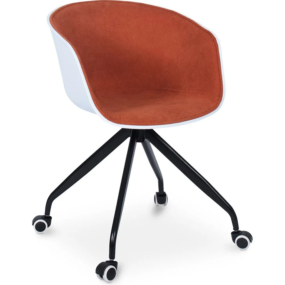 Sedia da ufficio con braccioli - Sedia da scrivania con rotelle - Bianco e nero - Jodie image 8