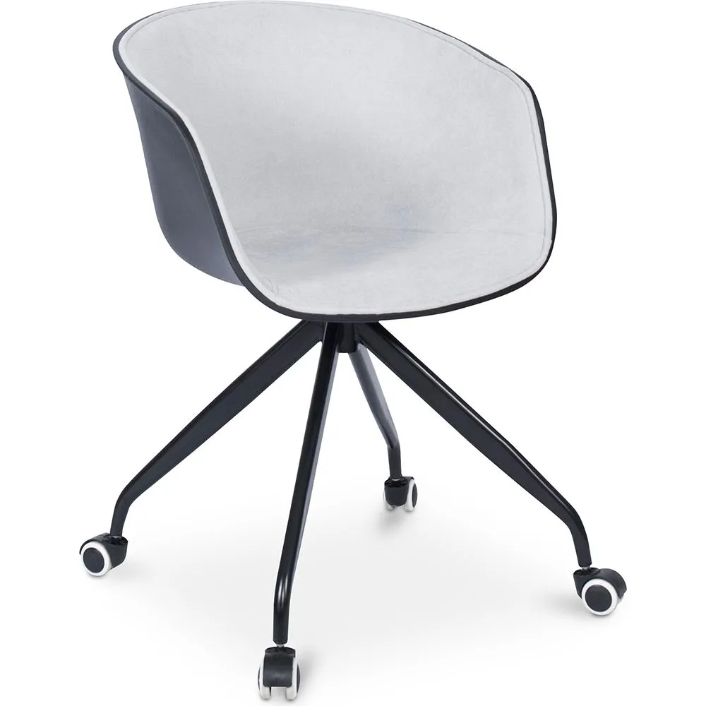 Sedia da ufficio imbottita con braccioli - Sedia da scrivania con rotelle - Bianco e nero - Jodie image 8