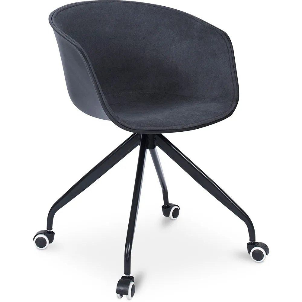 Sedia da ufficio imbottita con braccioli - Sedia da scrivania con rotelle - Bianco e nero - Jodie image 8