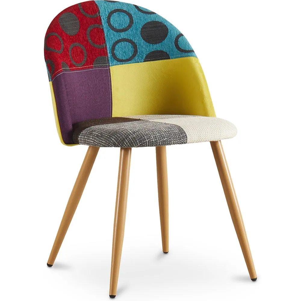 Sedia da pranzo imbottita in patchwork - Stile scandinavo - Ray image 8
