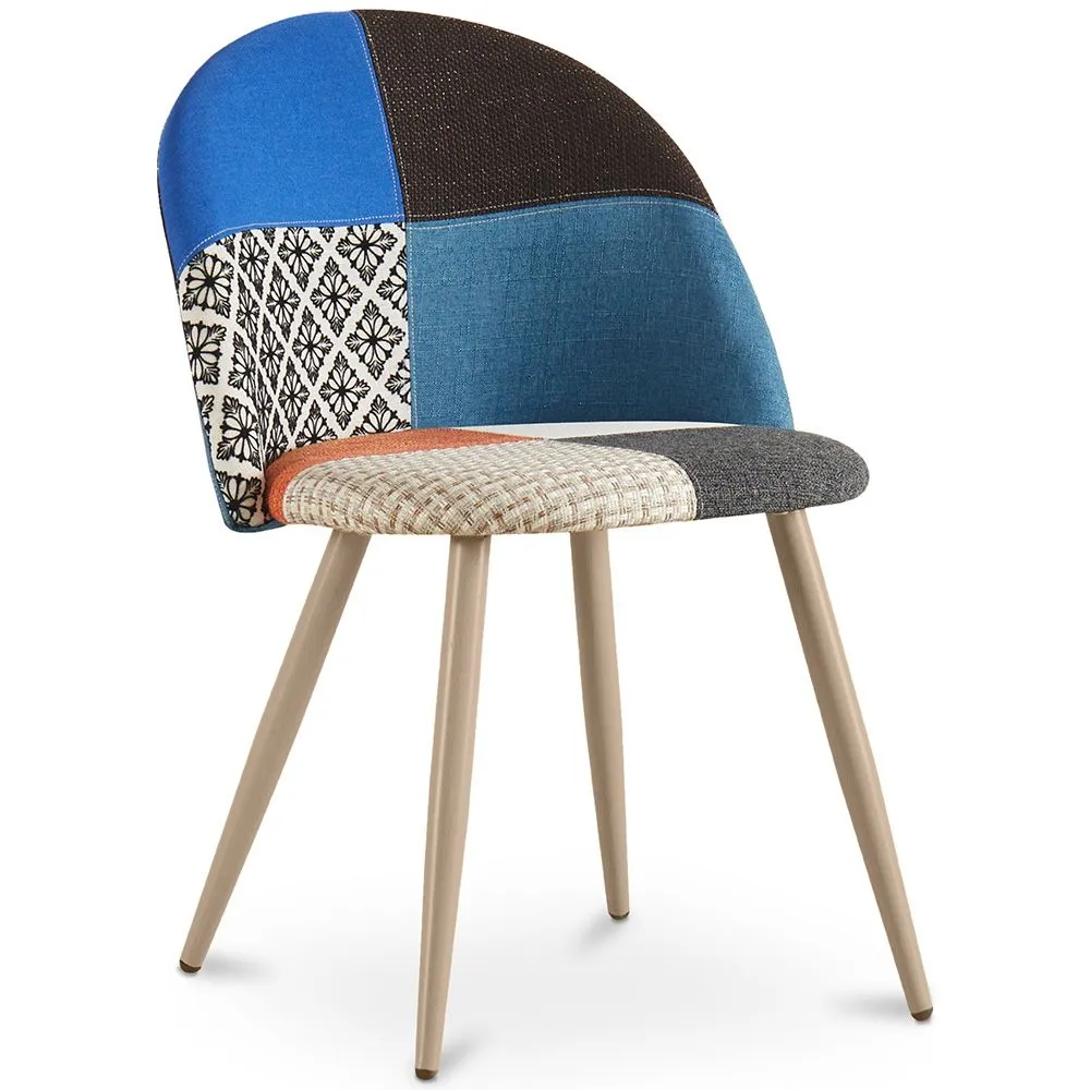 Sedia da pranzo imbottita in patchwork - Stile scandinavo - Evelyne  image 8