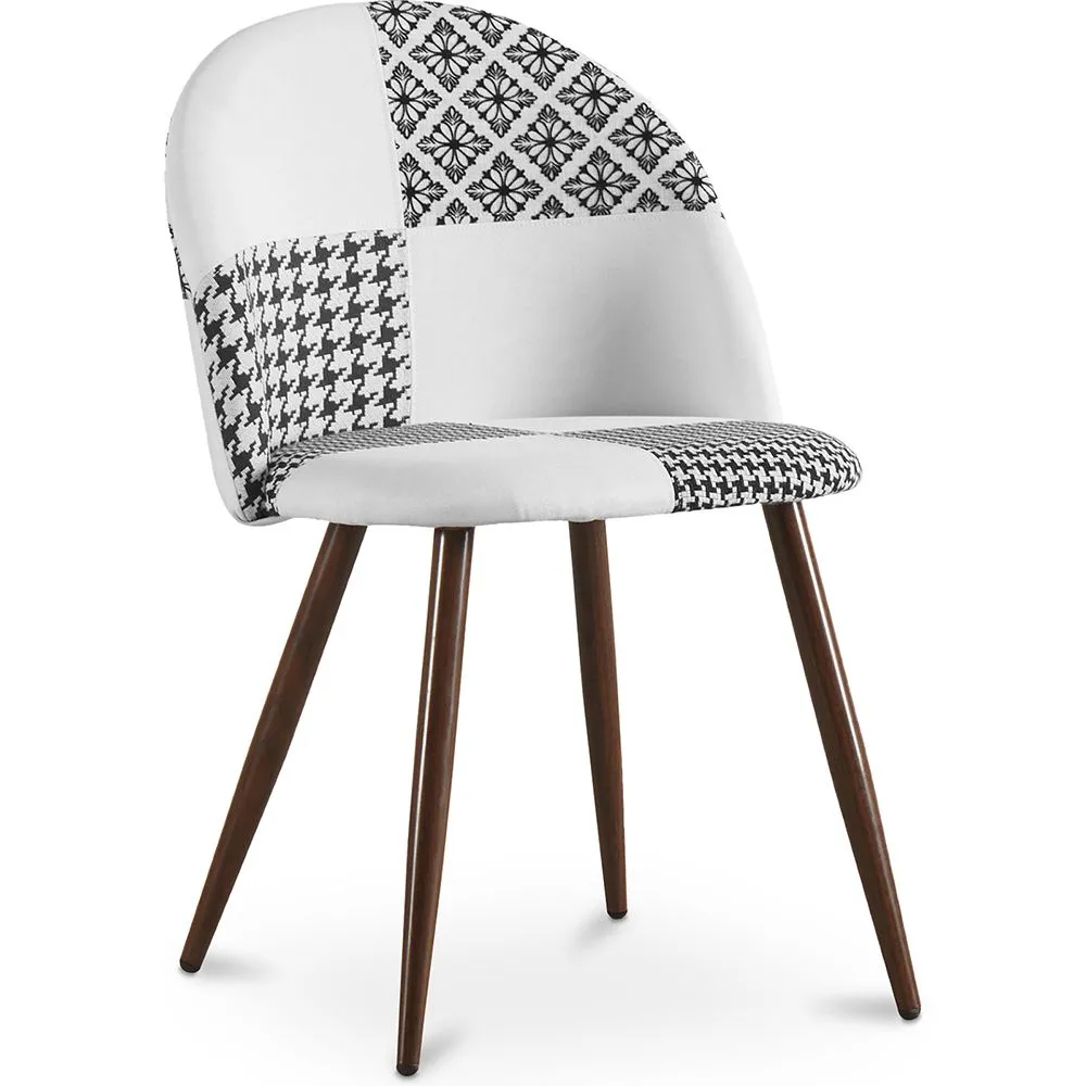 Sedia da pranzo - Rivestita in patchwork bianco e nero - Evelyne image 8