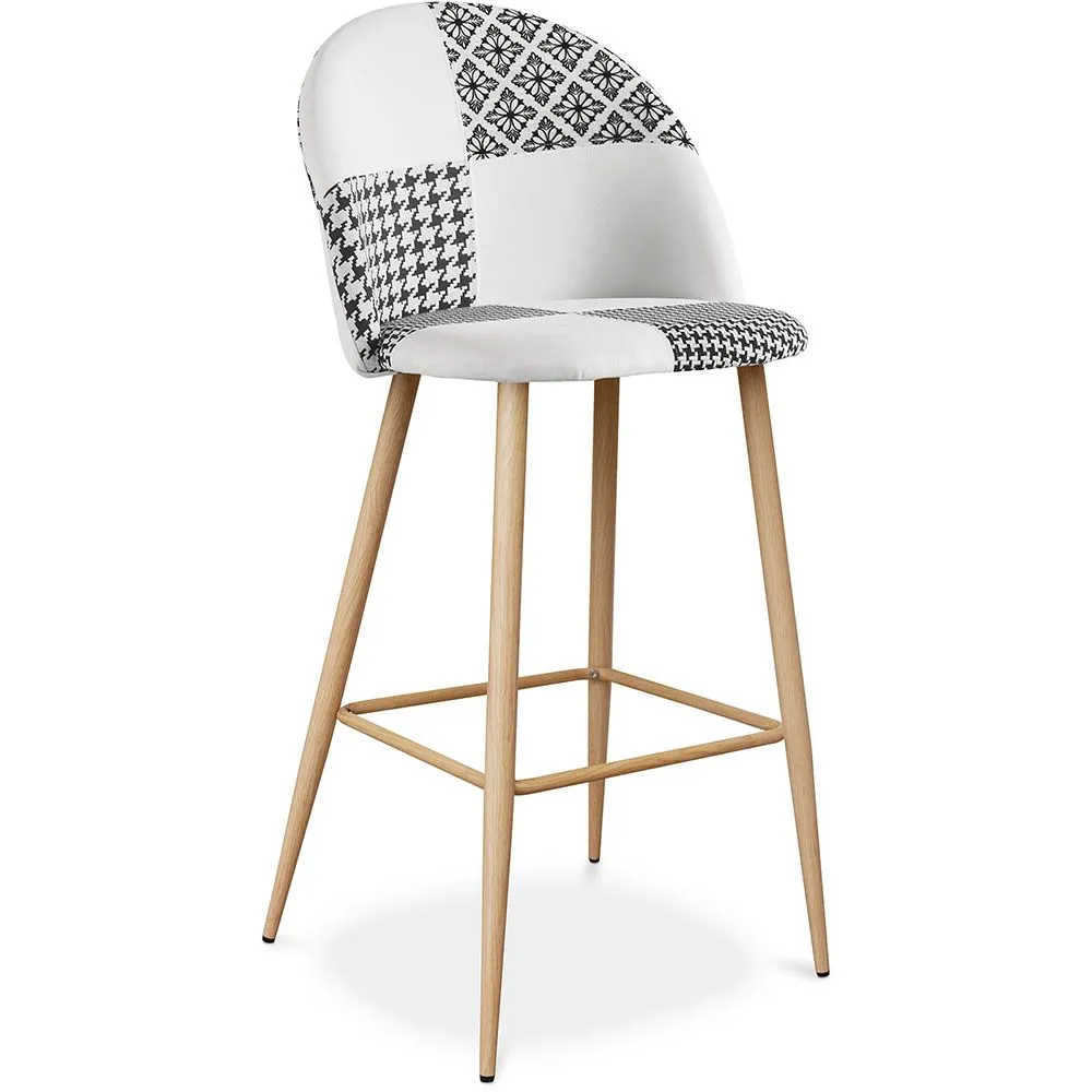 Sgabello imbottito patchwork - Stile scandinavo - Bianco e nero - Evelyne image 8