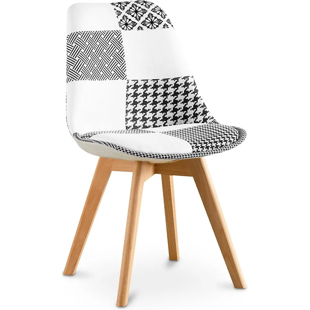 Sedia da pranzo - Rivestimento patchwork bianco e nero - Nuova edizione - Sam image 8