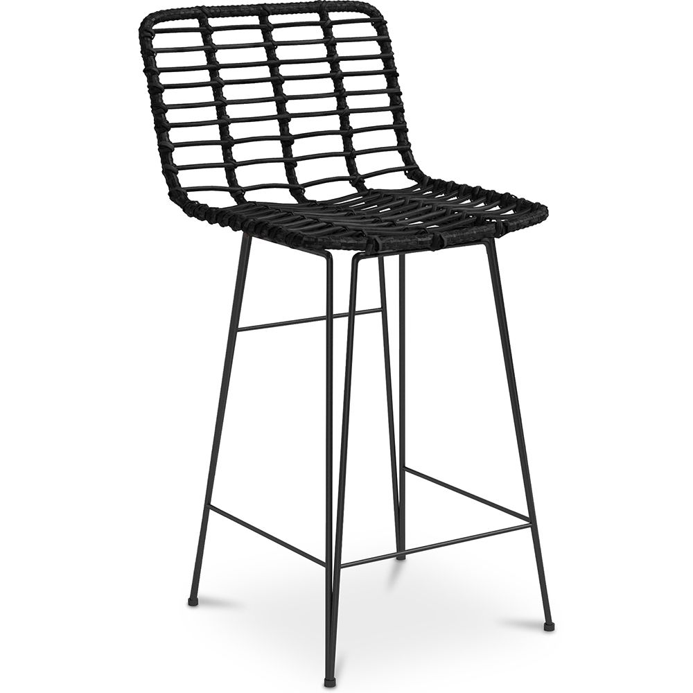 Sgabello da bar in vimini - Boho Bali Design -65cm - Catori image 8