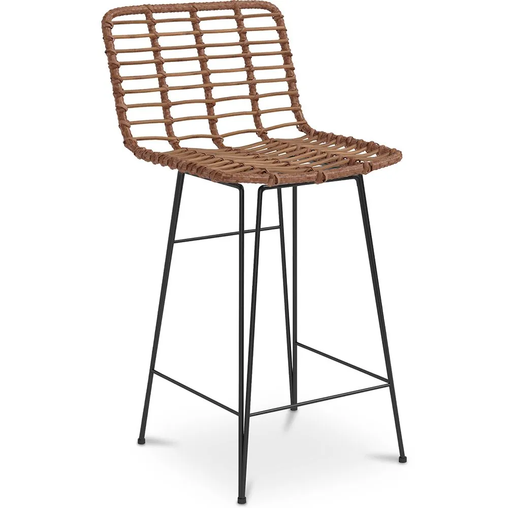 Sgabello da bar in vimini - Boho Bali Design -65cm - Catori image 8