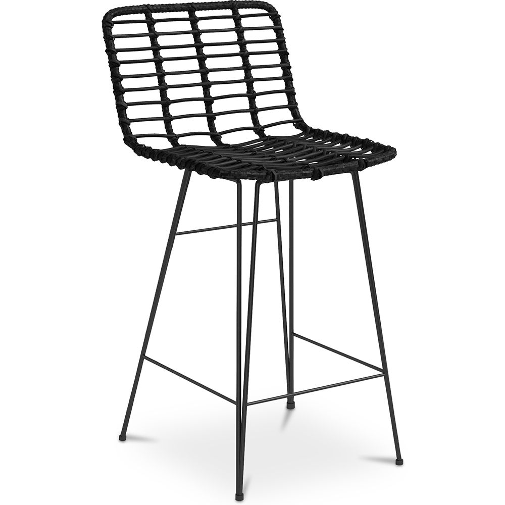 Sgabello da bar in vimini con schienale - Design Boho Bali - 75 cm - Catori image 8