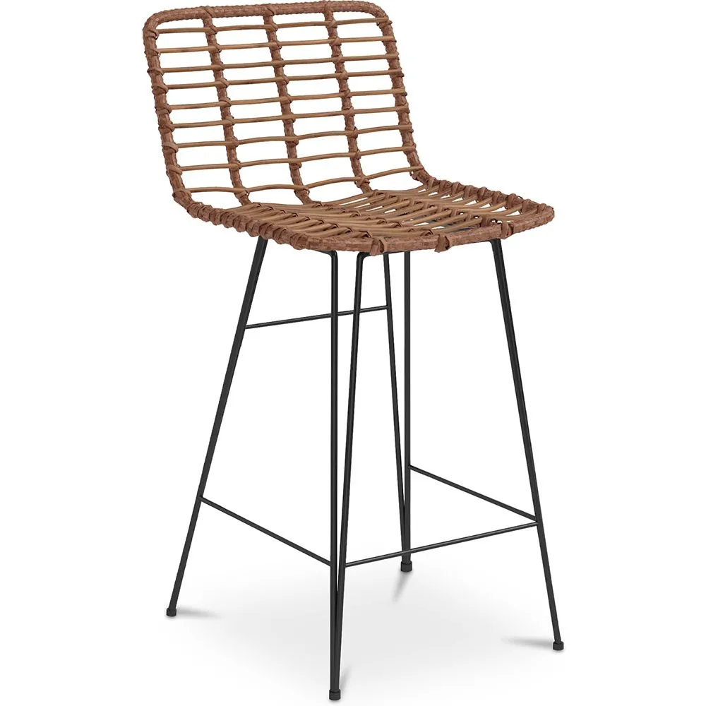 Sgabello da bar in vimini con schienale - Design Boho Bali - 75 cm - Catori image 8